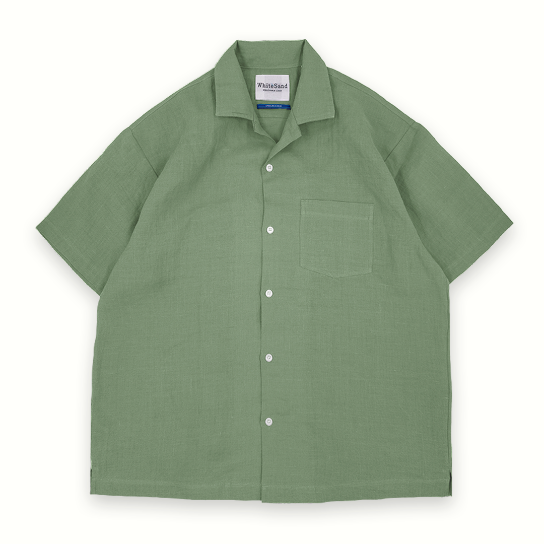 OPEN COLLAR LINEN SHIRT