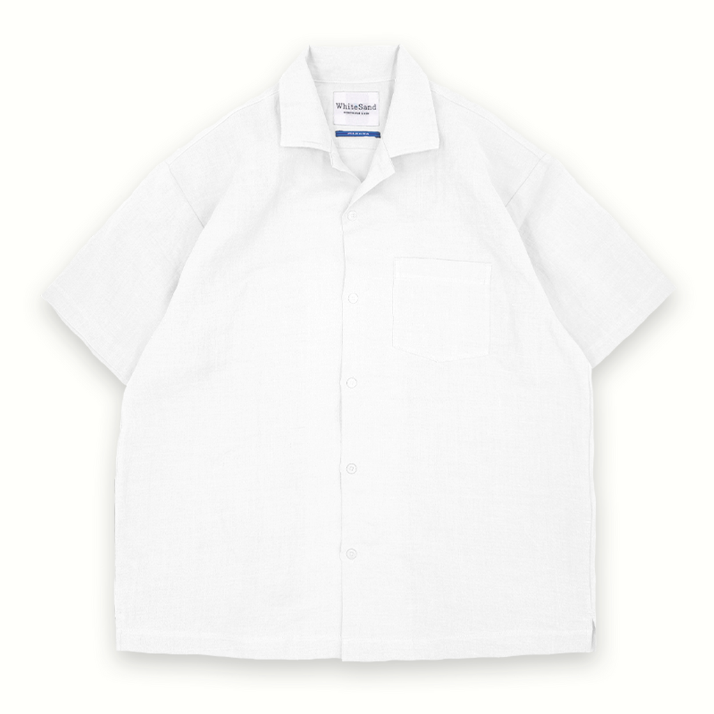 OPEN COLLAR LINEN SHIRT