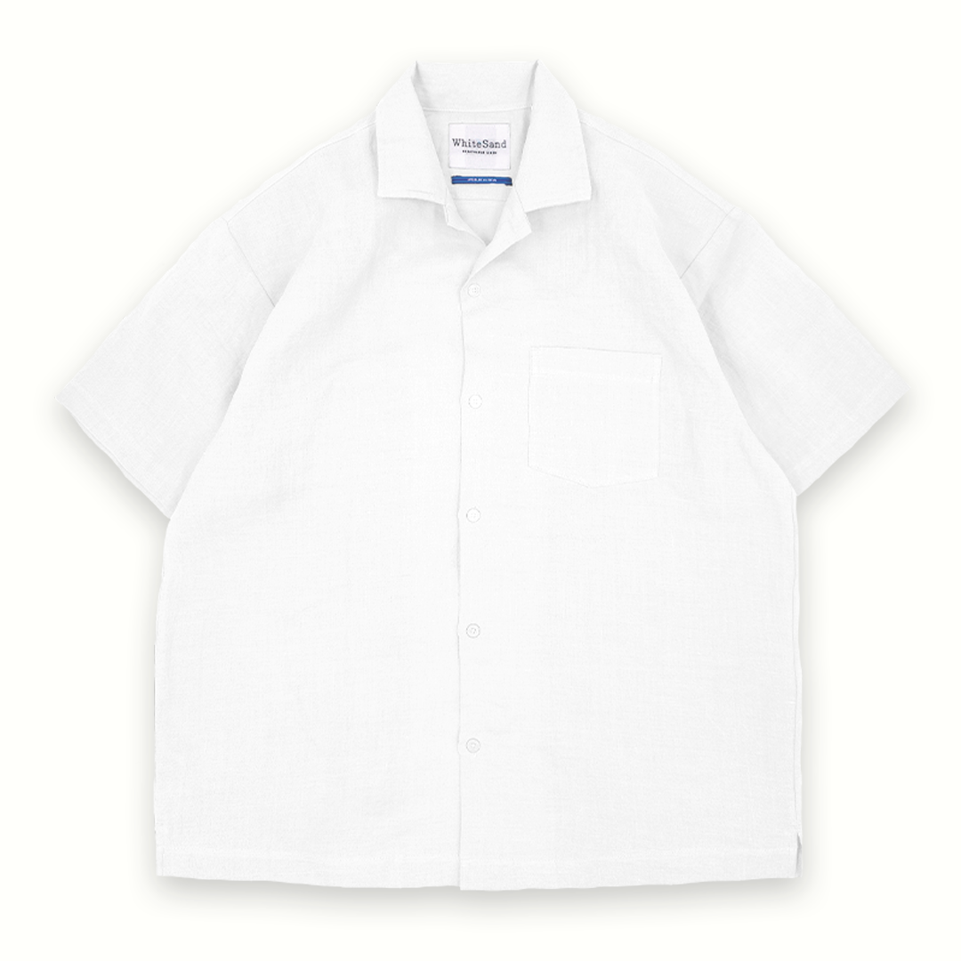 OPEN COLLAR LINEN SHIRT