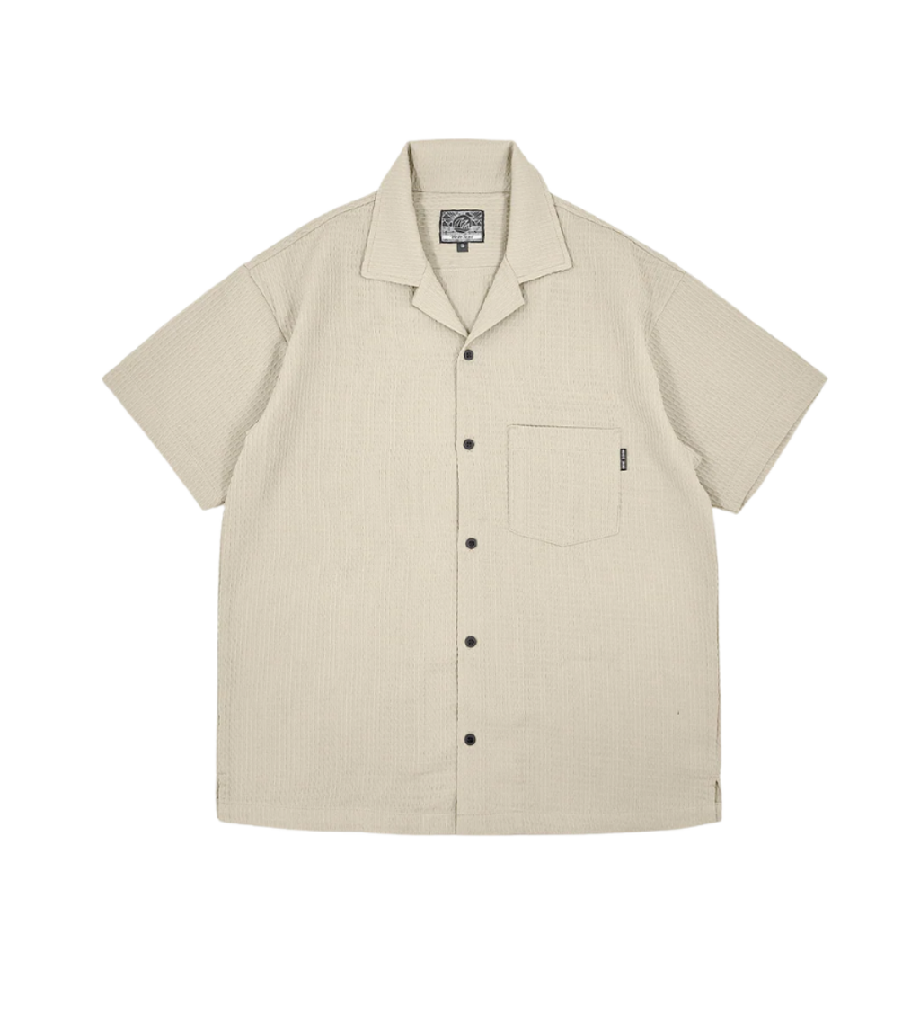 SEA CLAY OPEN COLLAR WAFFLE SHIRT
