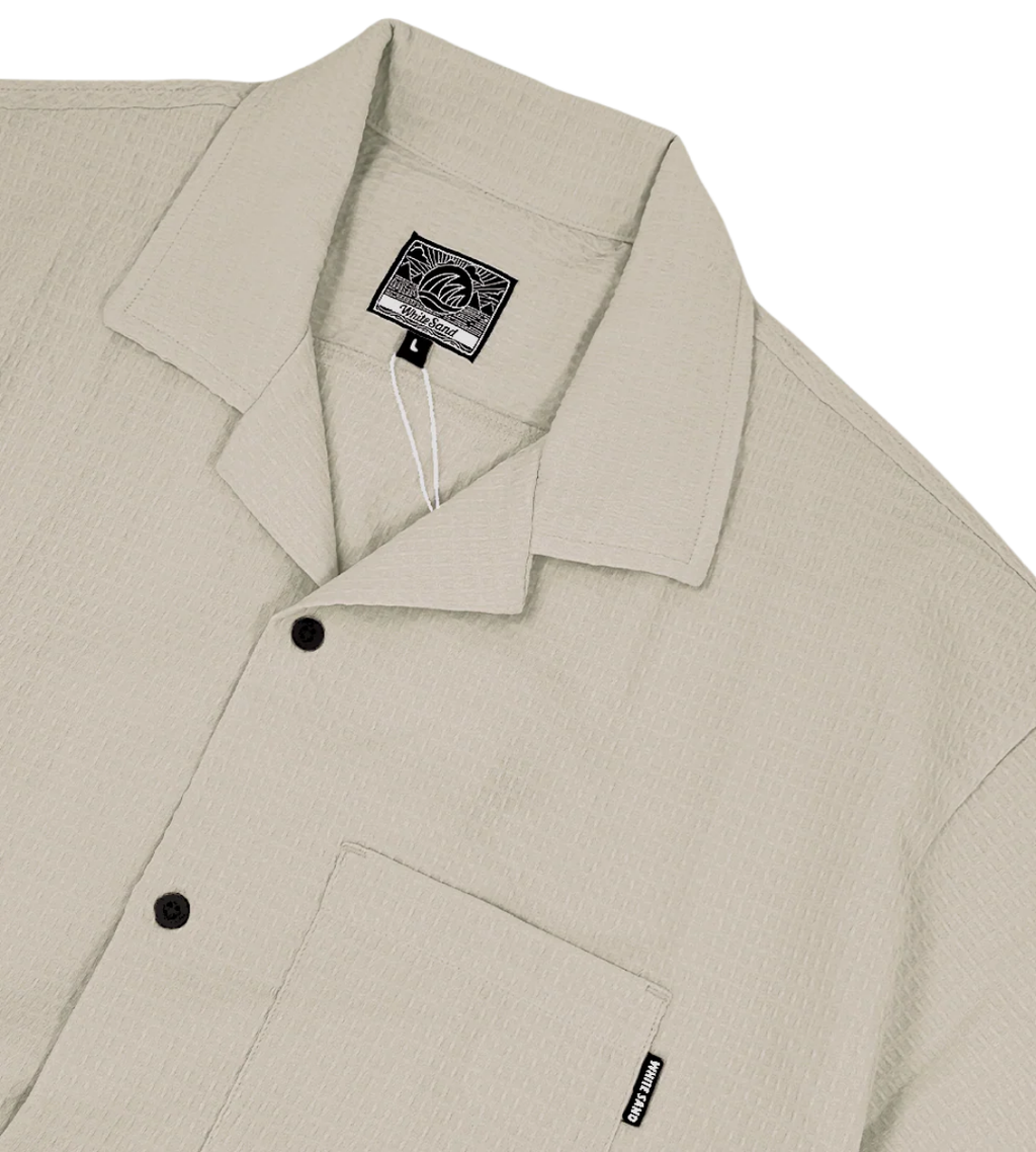 SEA CLAY OPEN COLLAR WAFFLE SHIRT