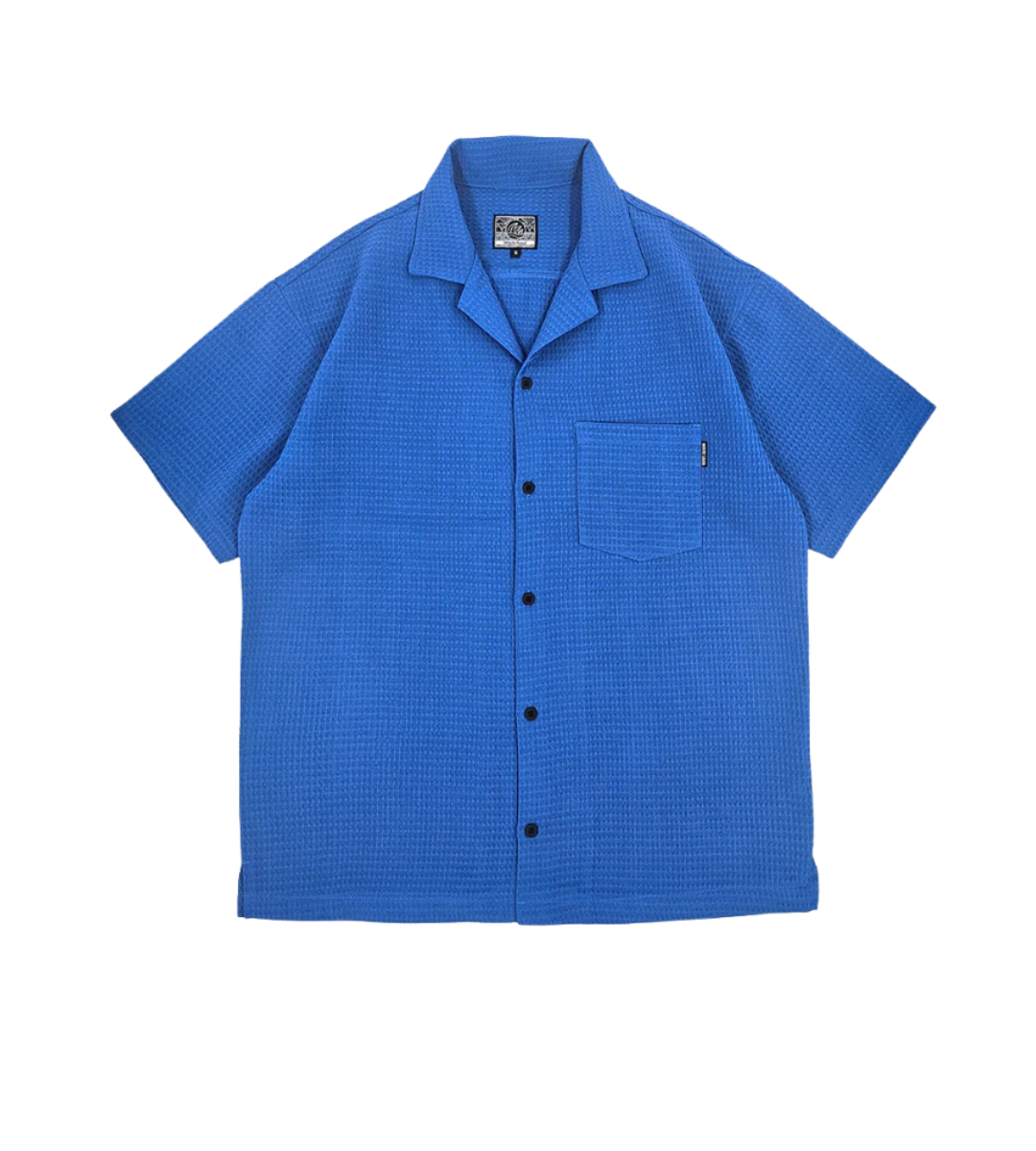 SEA CLAY OPEN COLLAR WAFFLE SHIRT