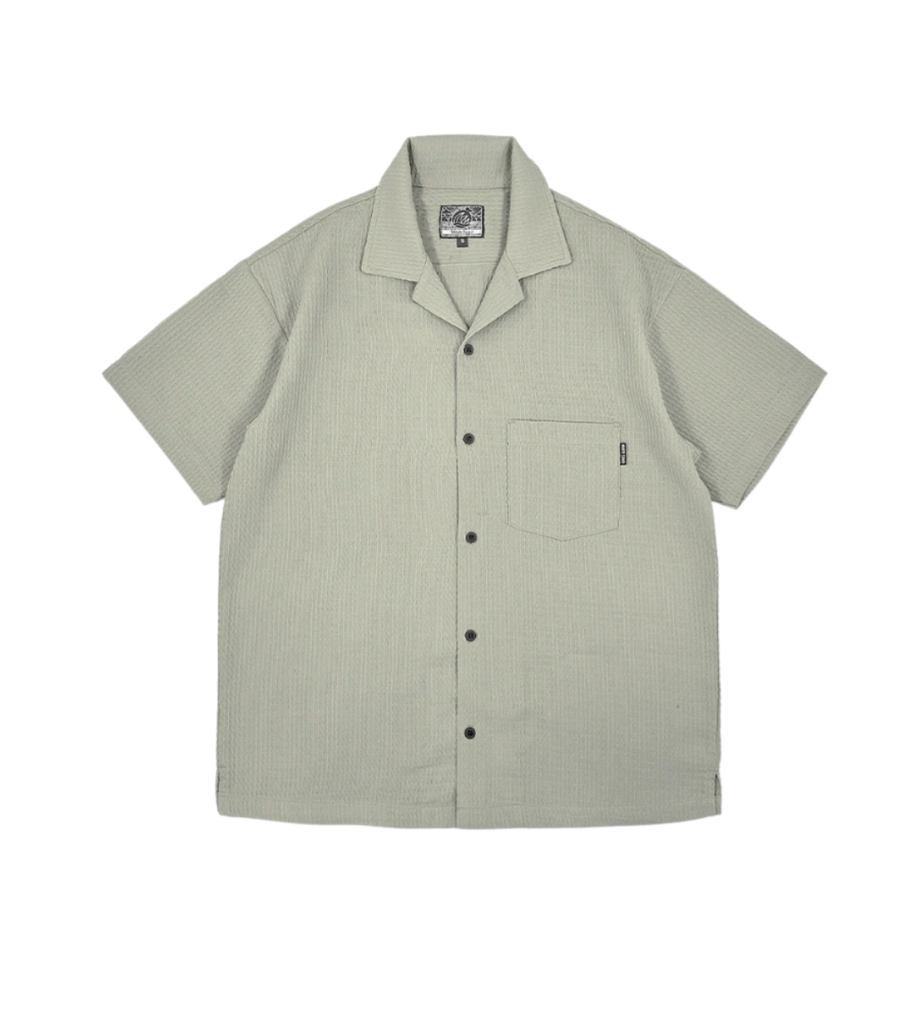 SEA CLAY OPEN COLLAR WAFFLE SHIRT