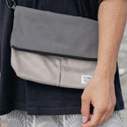 SUEDE CANVAS CROSSBODY – GRAY