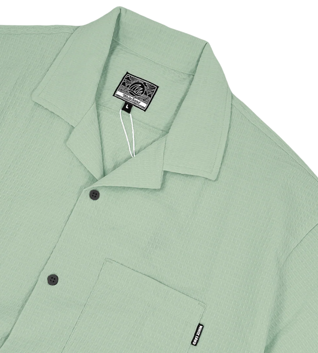 SEA CLAY OPEN COLLAR WAFFLE SHIRT