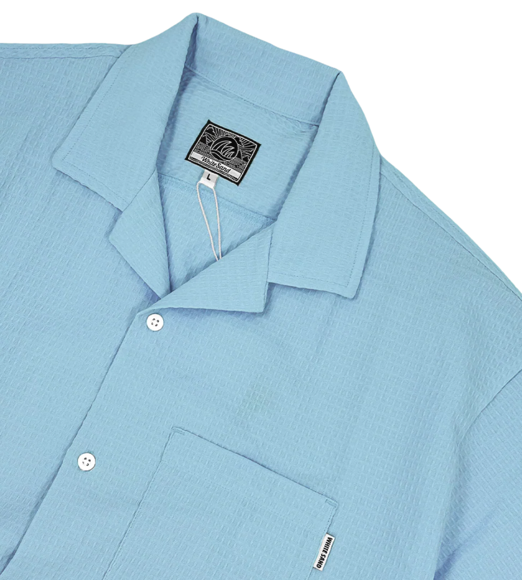 SEA CLAY OPEN COLLAR WAFFLE SHIRT
