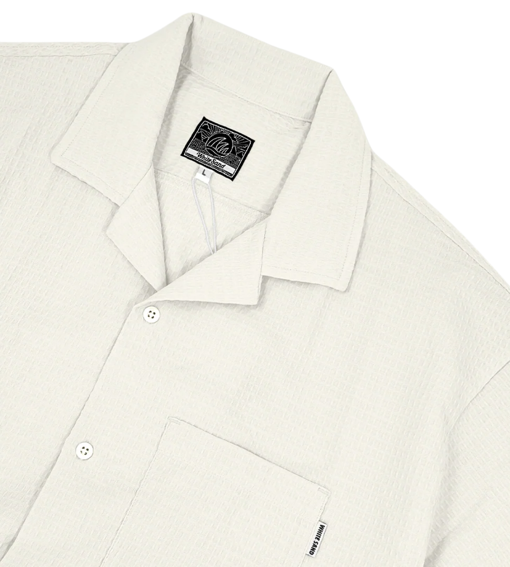 SEA CLAY OPEN COLLAR WAFFLE SHIRT